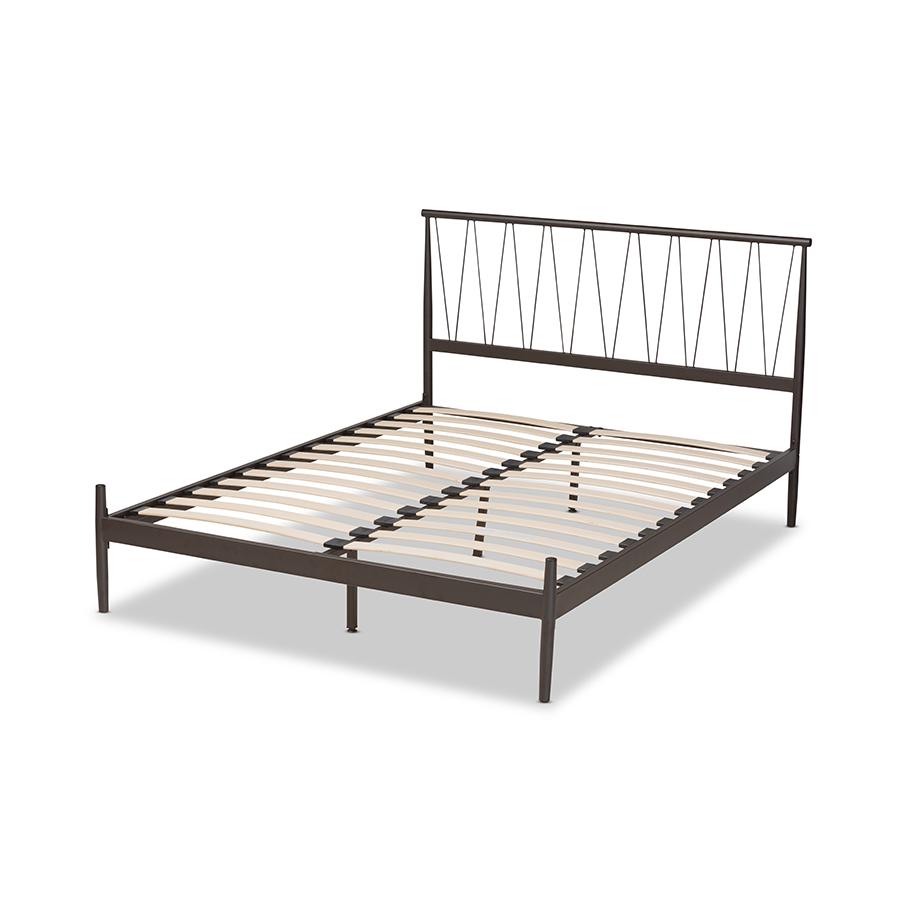 Baxton Studio Samir Modern Industrial Black Finished Metal Queen Size Platform Bed | Beds | Modishstore - 4