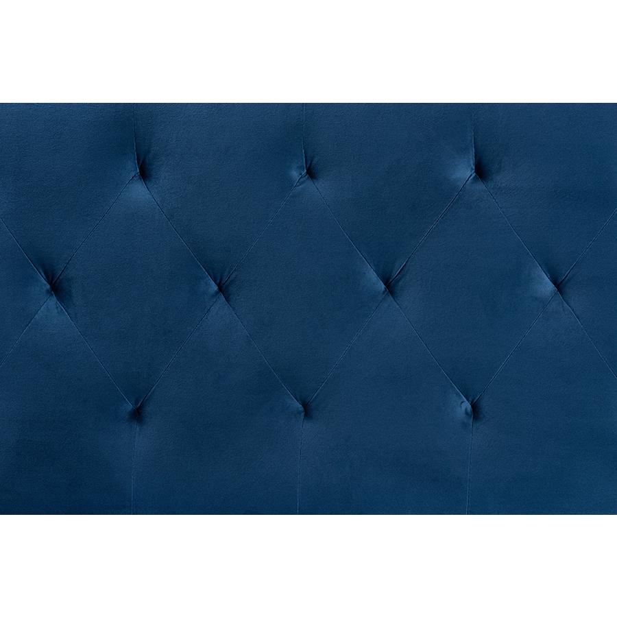 Baxton Studio Felix Modern and Contemporary Navy Blue Velvet Fabric Upholstered King Size Headboard | Headboards | Modishstore - 3