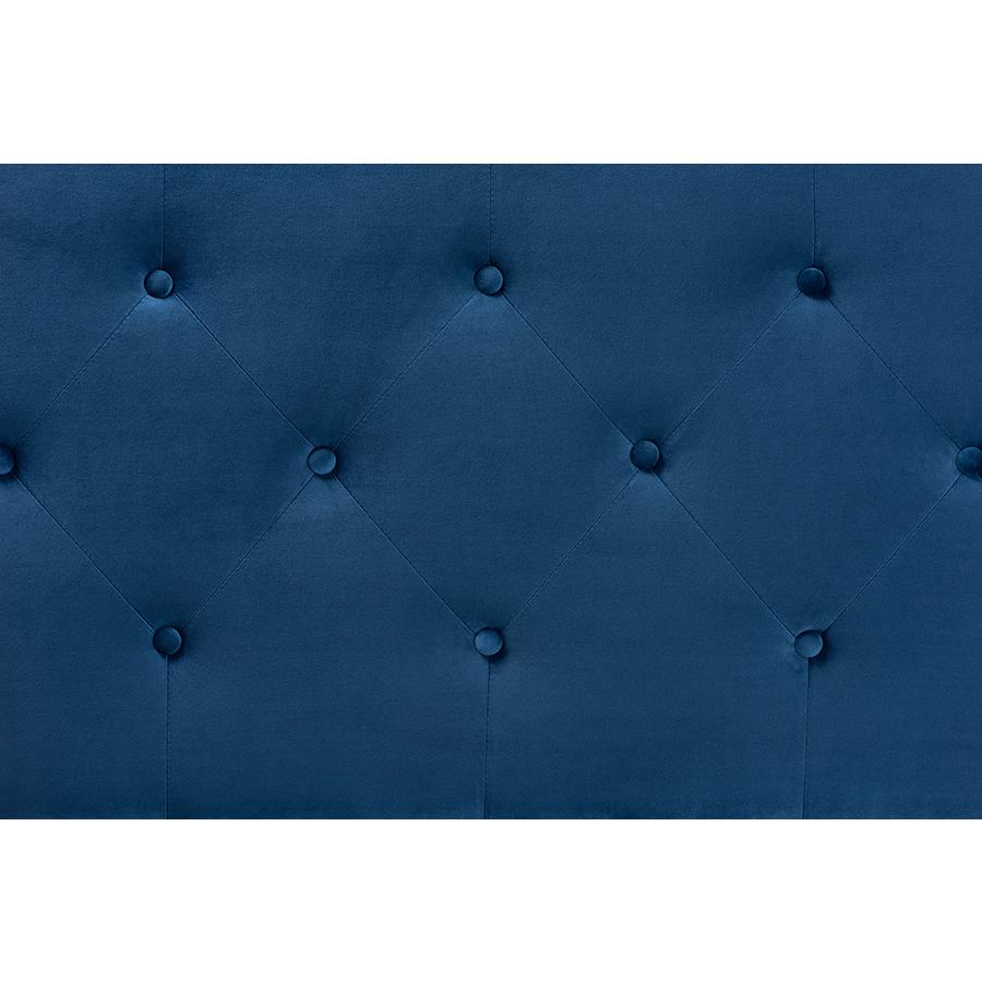 Baxton Studio Gregory Modern and Contemporary Navy Blue Velvet Fabric Upholstered King Size Headboard | Headboards | Modishstore - 3