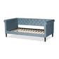 Baxton Studio Cora Modern and Contemporary Light Blue Velvet Fabric Upholstered and Dark Brown Finished Wood Full Size Daybed | Daybeds | Modishstore - 4