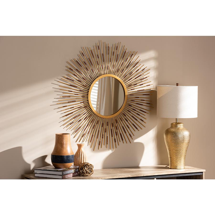 Baxton Studio Apollonia Modern and Contemporary Gold Finished Sunburst Accent Wall Mirror | Mirrors | Modishstore - 3