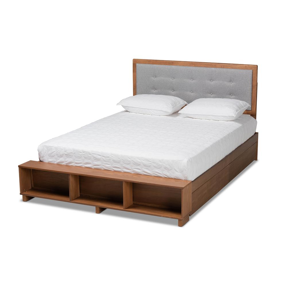 Baxton Studio Cosma Modern Transitional Ash Walnut Brown Finished Wood 4-Drawer King Size Platform Storage Bed | Beds | Modishstore