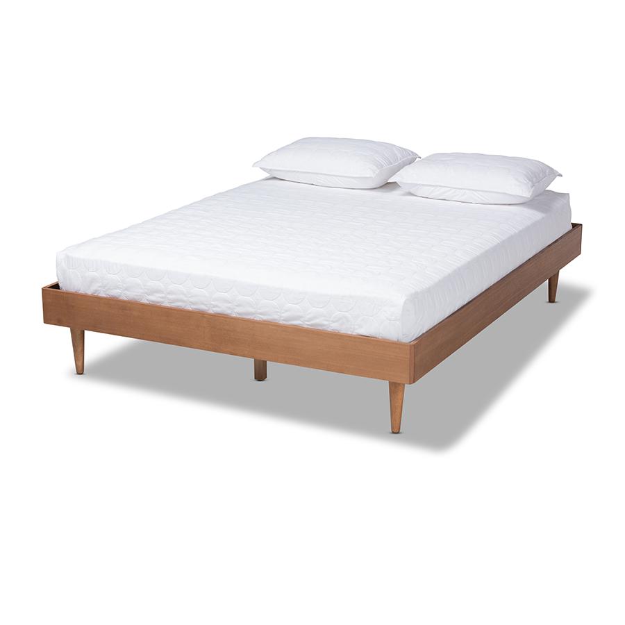 Baxton Studio Rina Mid-Century Modern Ash Wanut Finished Queen Size Wood Bed Frame | Beds | Modishstore