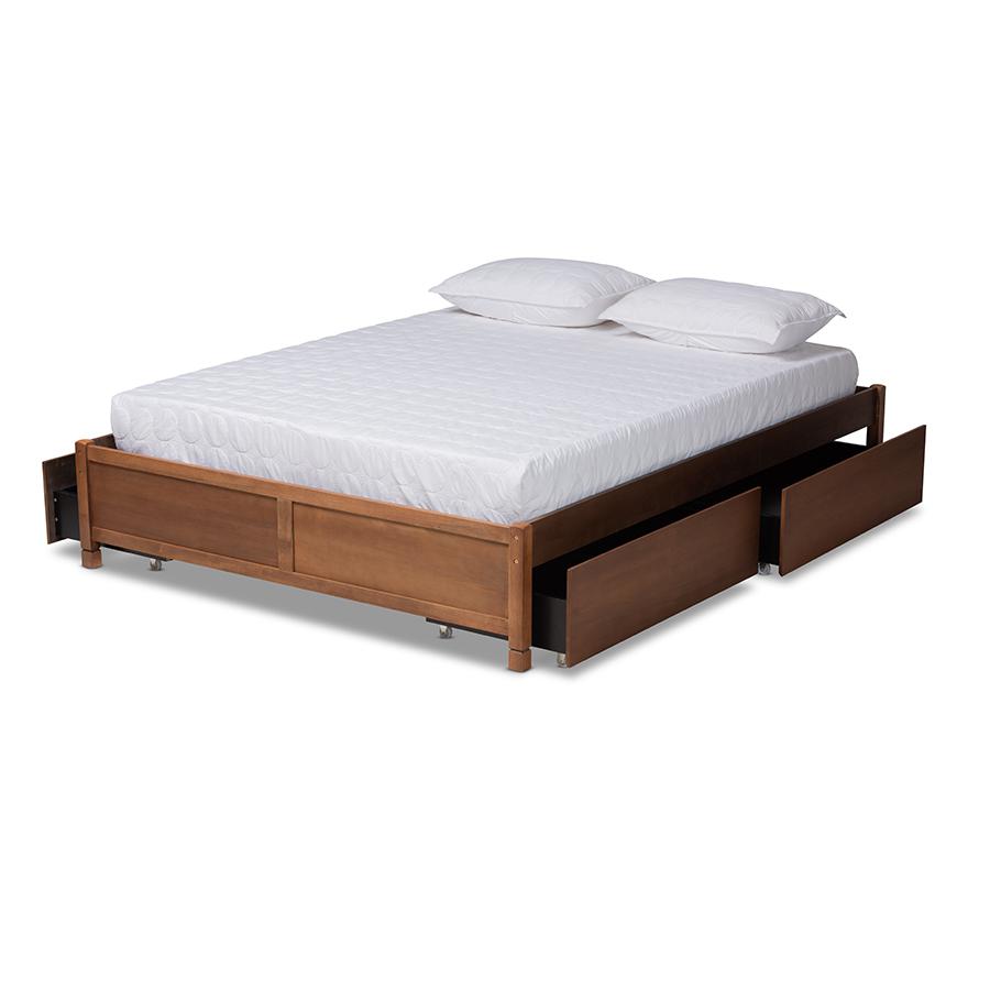 Baxton Studio Yara Modern and Contemporary Walnut Brown Finished Wood King Size 4-Drawer Platform Storage Bed Frame | Beds | Modishstore - 3