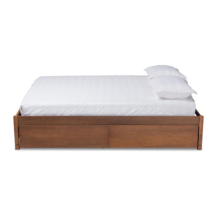 Baxton Studio Yara Modern and Contemporary Walnut Brown Finished Wood King Size 4-Drawer Platform Storage Bed Frame | Beds | Modishstore - 4