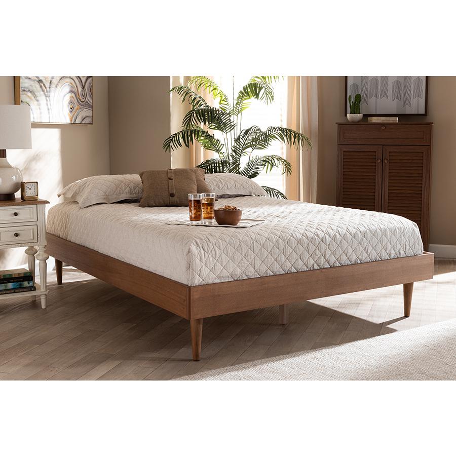 Baxton Studio Rina Mid-Century Modern Ash Wanut Finished Queen Size Wood Bed Frame | Beds | Modishstore - 2