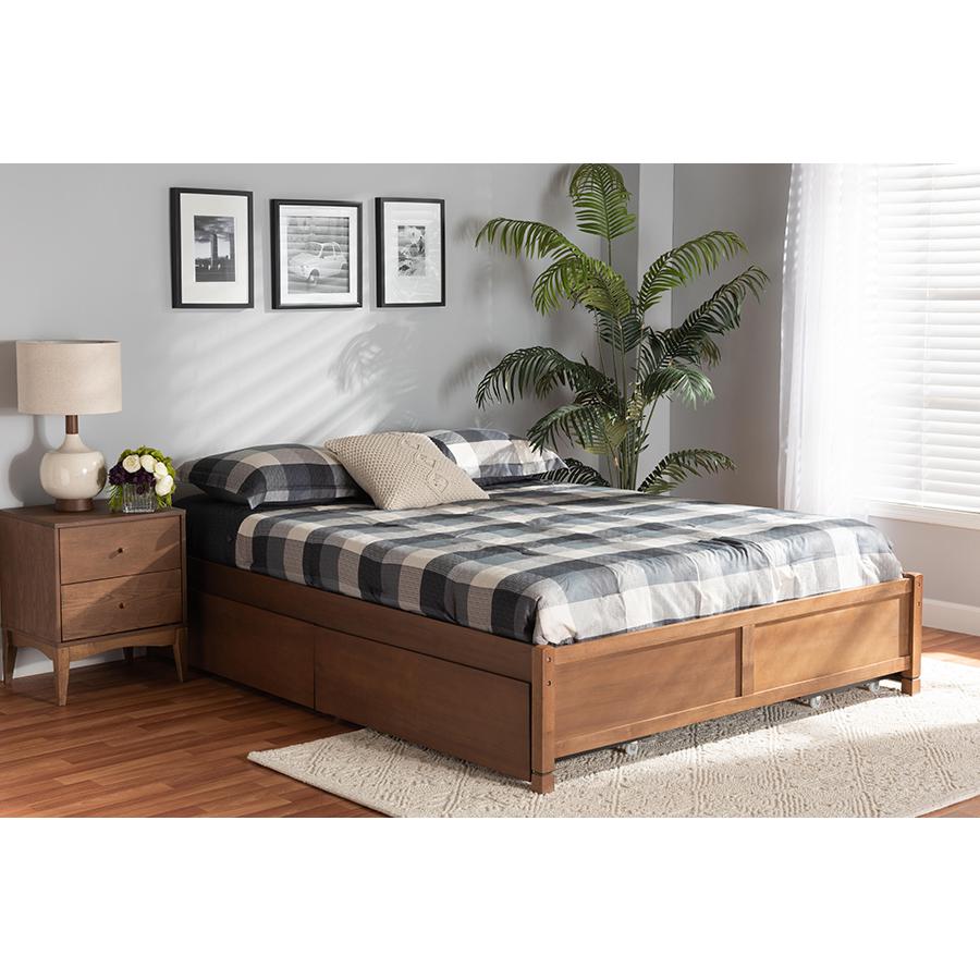 Baxton Studio Yara Modern and Contemporary Walnut Brown Finished Wood King Size 4-Drawer Platform Storage Bed Frame | Beds | Modishstore - 2