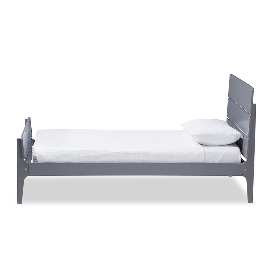 Baxton Studio Nereida Modern Classic Mission Style Grey-Finished Wood Twin Platform Bed | Beds | Modishstore - 3