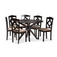 Baxton Studio Carlin Sand Fabric Upholstered and Dark Brown Finished Wood 7-Piece Dining Set | Dining Sets | Modishstore