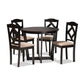 Baxton Studio Morigan Sand Fabric Upholstered and Dark Brown Finished Wood 5-Piece Dining Set | Dining Sets | Modishstore