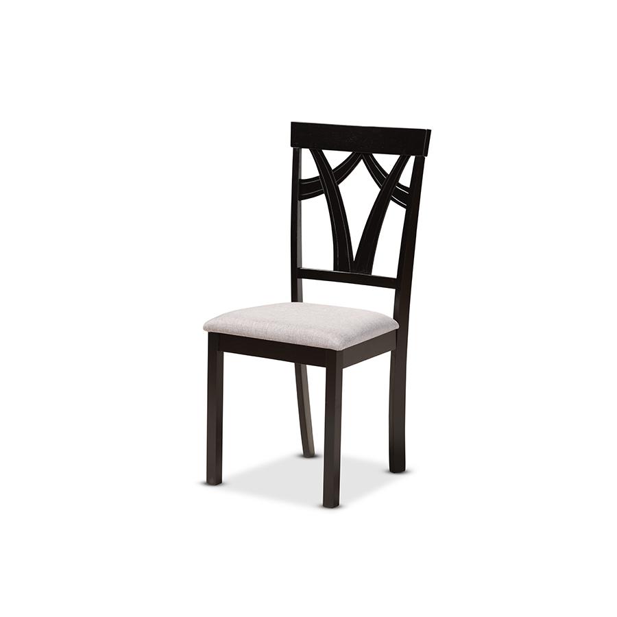Baxton Studio Rasa Modern and Contemporary Grey Fabric Upholstered and Dark Brown Finished Wood 5-Piece Dining Set | Dining Sets | Modishstore - 3