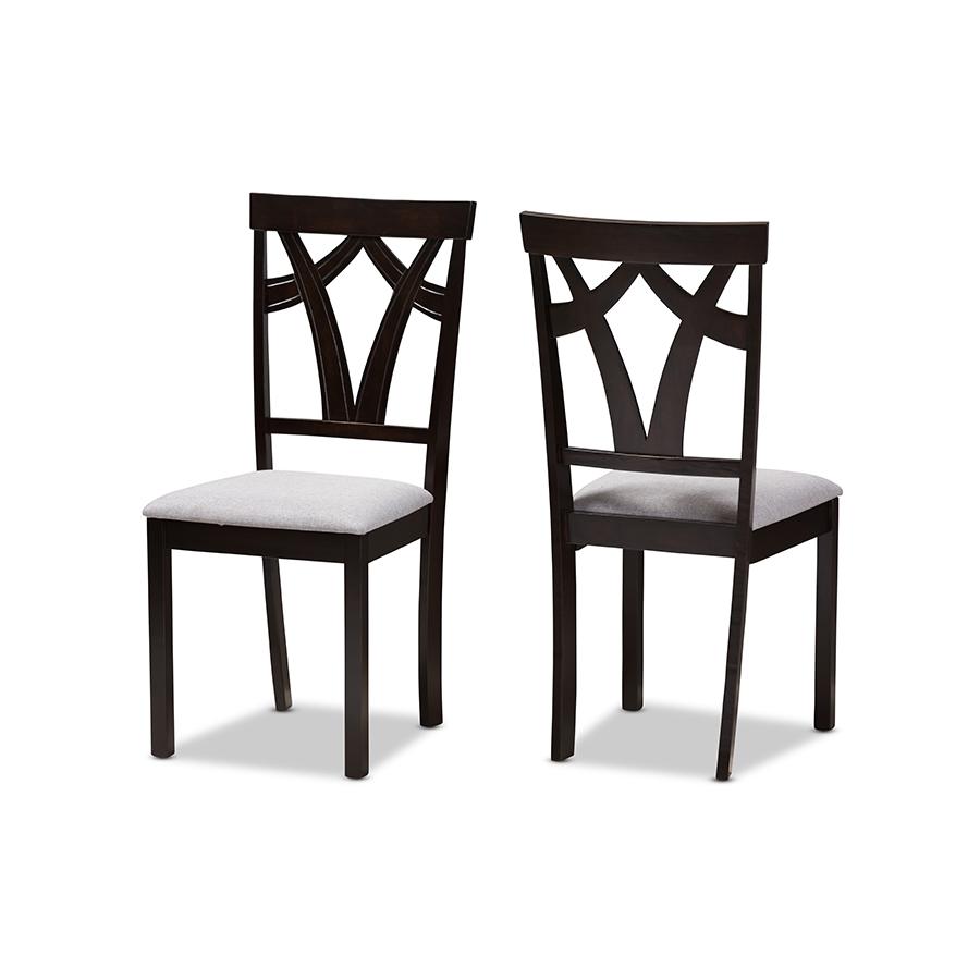 Baxton Studio Sylvia Modern and Contemporary Grey Fabric Upholstered and Dark Brown Finished 5-Piece Dining Set | Dining Sets | Modishstore - 4
