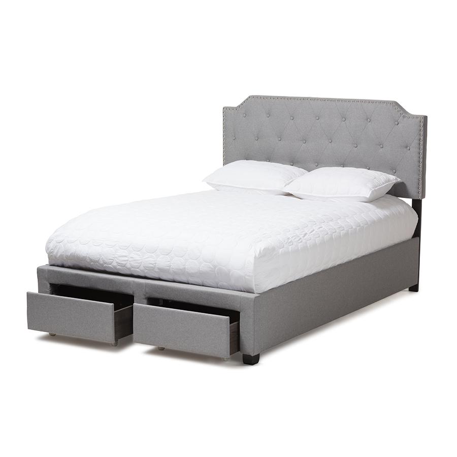 Baxton Studio Aubrianne Modern and Contemporary Grey Fabric Upholstered Queen Storage Bed | Beds | Modishstore - 3