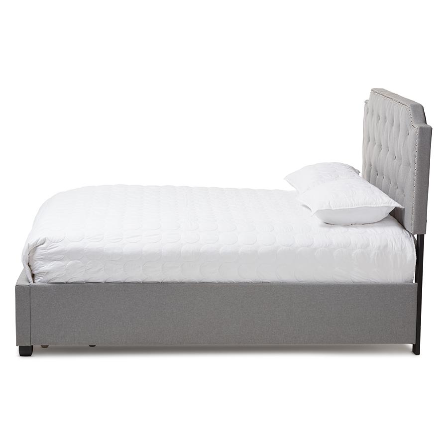 Baxton Studio Aubrianne Modern and Contemporary Grey Fabric Upholstered Queen Storage Bed | Beds | Modishstore - 4