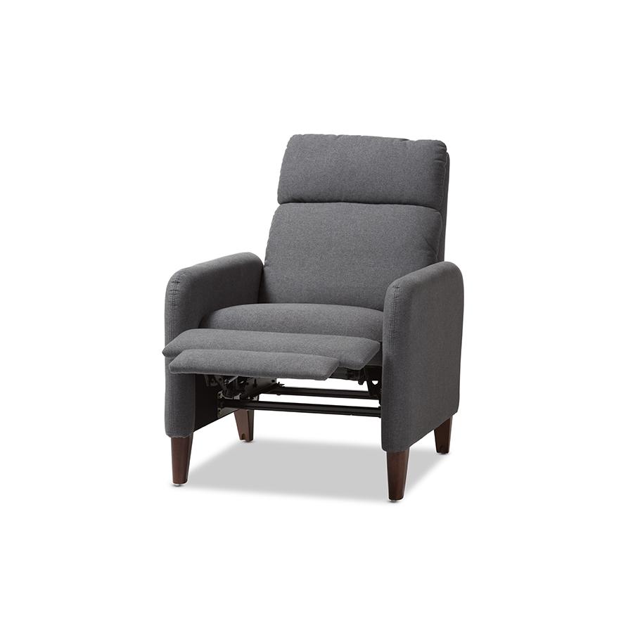 Baxton Studio Casanova Mid-century Modern Grey Fabric Upholstered Lounge Chair | Lounge Chairs | Modishstore - 3