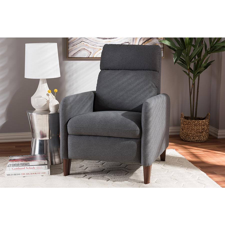Baxton Studio Casanova Mid-century Modern Grey Fabric Upholstered Lounge Chair | Lounge Chairs | Modishstore - 2