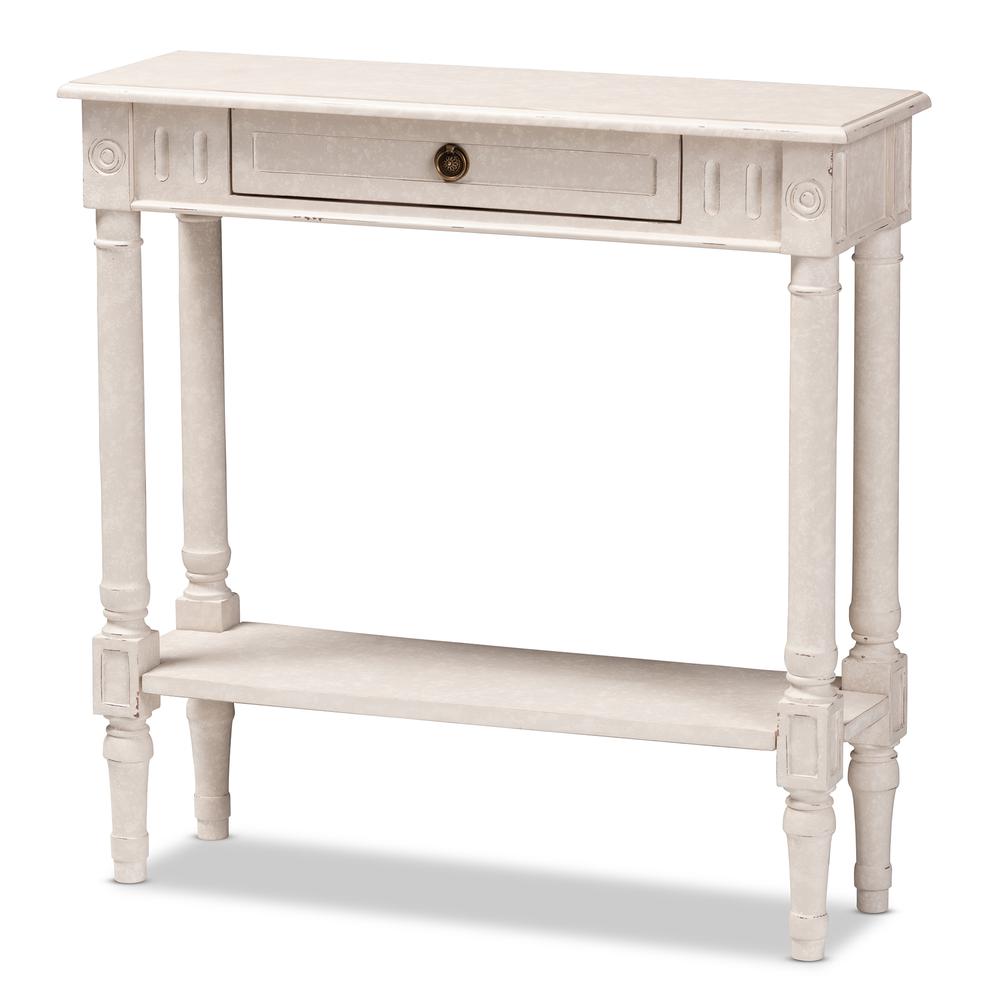 Baxton Studio Ariella Country Cottage Farmhouse Whitewashed 1-Drawer Console Table | Console Tables | Modishstore - 3