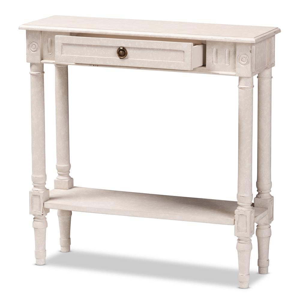 Baxton Studio Ariella Country Cottage Farmhouse Whitewashed 1-Drawer Console Table | Console Tables | Modishstore - 4