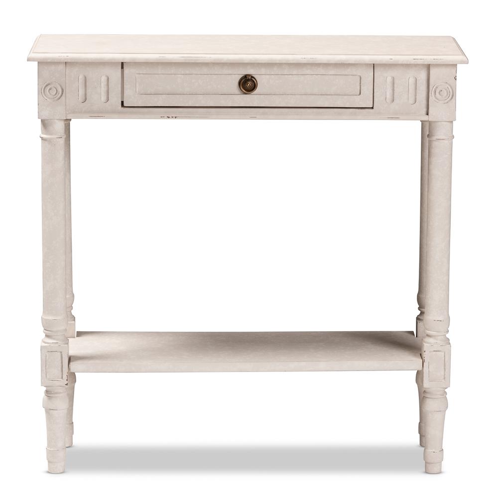 Baxton Studio Ariella Country Cottage Farmhouse Whitewashed 1-Drawer Console Table | Console Tables | Modishstore