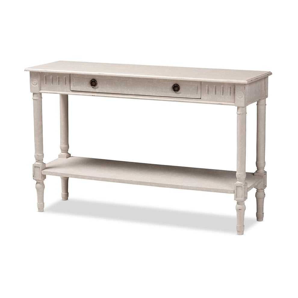 Baxton Studio Ariella Country Cottage Farmhouse Whitewashed 1-Drawer Console Table | Console Tables | Modishstore - 3
