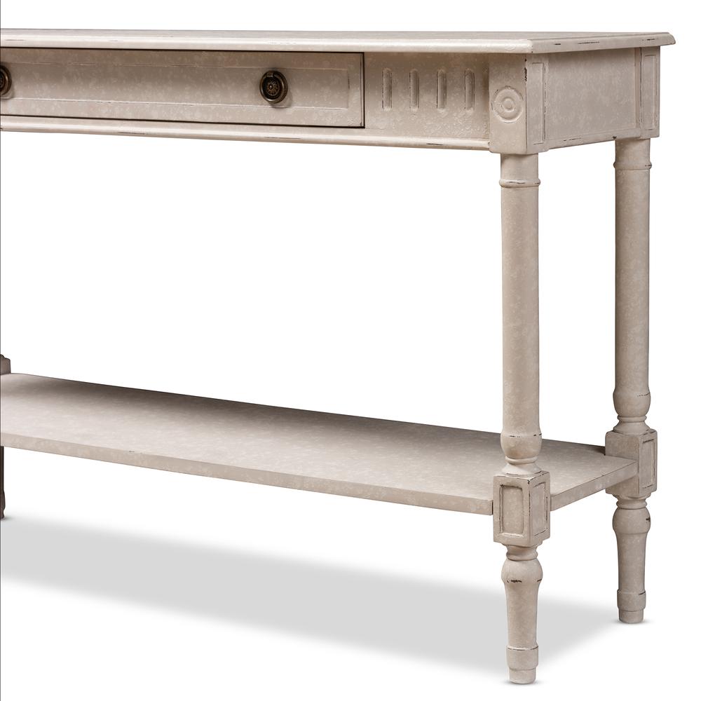 Baxton Studio Ariella Country Cottage Farmhouse Whitewashed 1-Drawer Console Table | Console Tables | Modishstore - 2