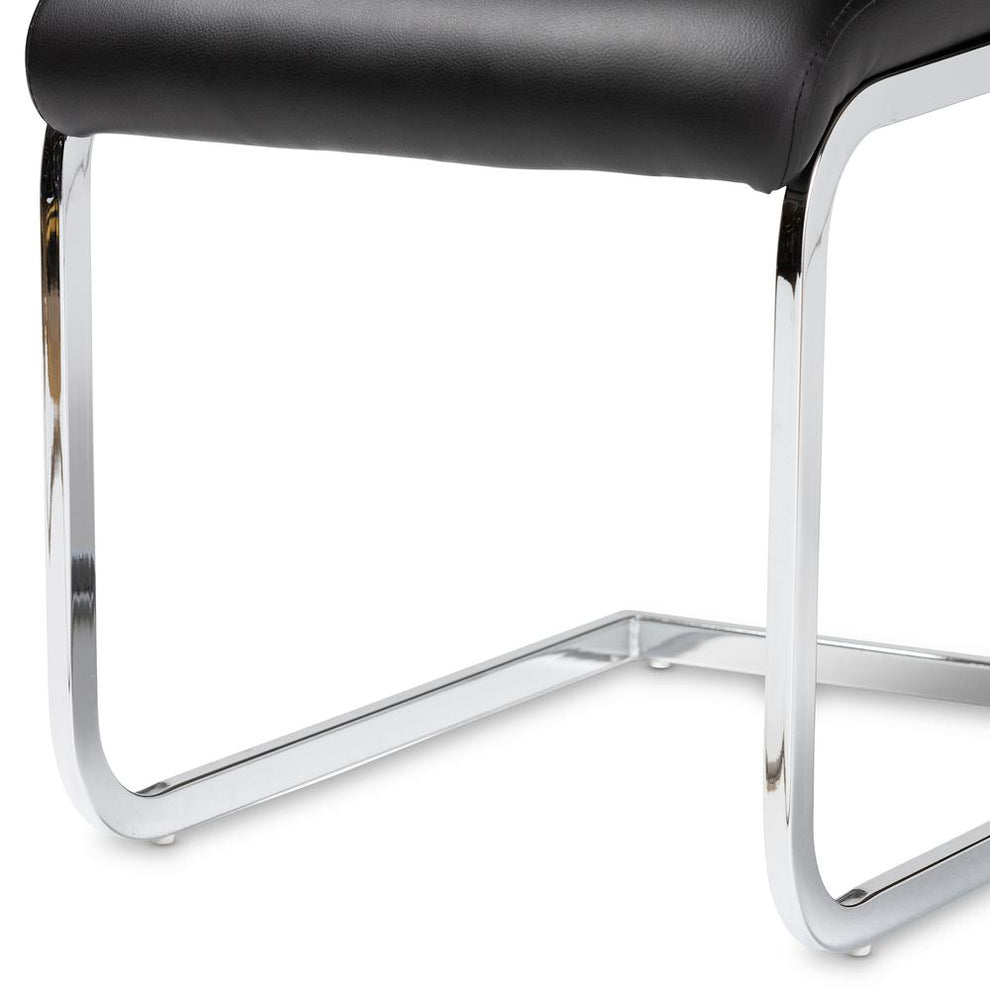 Baxton Studio Cyprien Modern and Contemporary Black Faux Leather Upholstered Dining Chair (Set of 4) | Dining Chairs | Modishstore