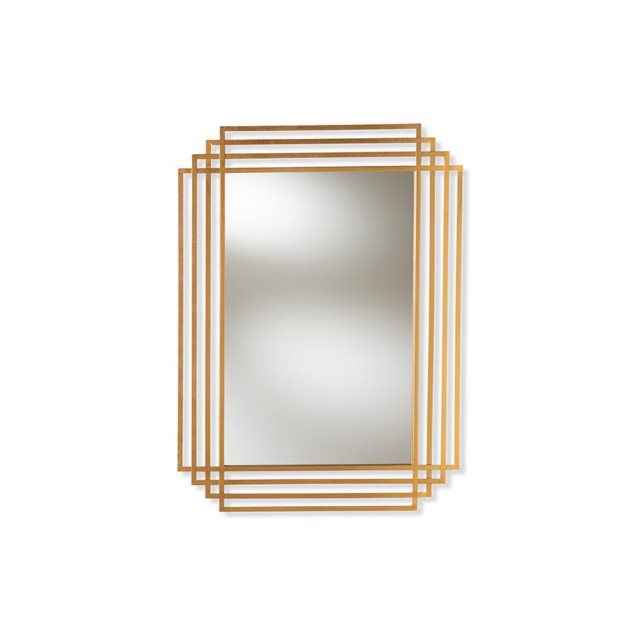 Baxton Studio Kalinda Art Deco Antique Gold Finished Rectangular Accent Wall Mirror | Mirrors | Modishstore - 4