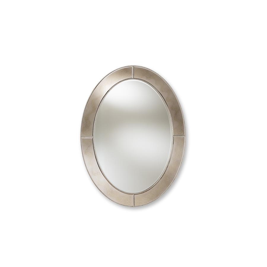 Baxton Studio Branca Modern and Contemporary Antique Silver Finished Oval Accent Wall Mirror | Mirrors | Modishstore - 4