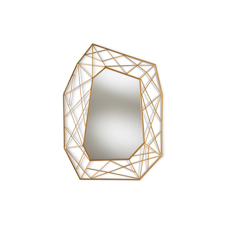 Baxton Studio Oriana Modern and Contemporary Antique Gold Finished Geometric Accent Wall Mirror | Mirrors | Modishstore - 4