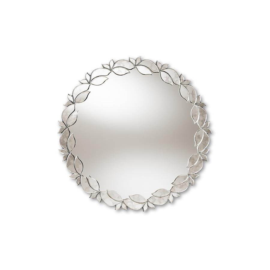 Baxton Studio Luiza Modern and Contemporary Silver Finished Round Petal Leaf Accent Wall Mirror | Mirrors | Modishstore - 4