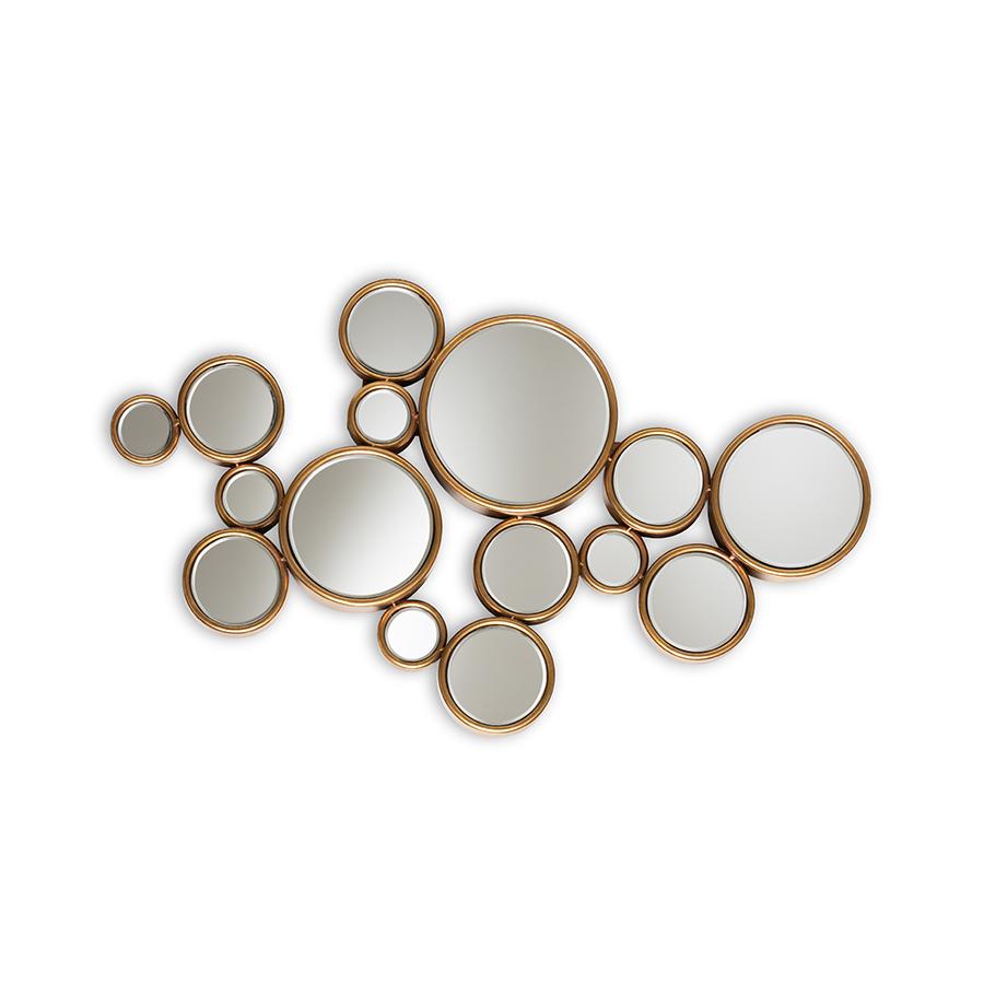 Baxton Studio Cassiopeia Modern and Contemporary Antique Gold Finished Bubble Accent Wall Mirror | Mirrors | Modishstore - 4