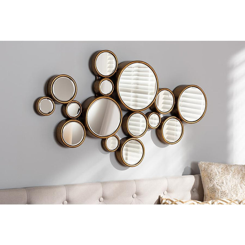 Baxton Studio Cassiopeia Modern and Contemporary Antique Gold Finished Bubble Accent Wall Mirror | Mirrors | Modishstore