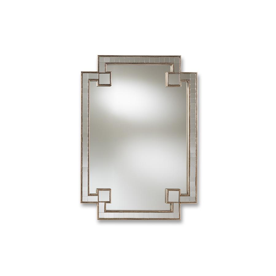 Baxton Studio Fiorella Modern and Contemporary Antique Silver Finished Studded Accent Wall Mirror | Mirrors | Modishstore - 4