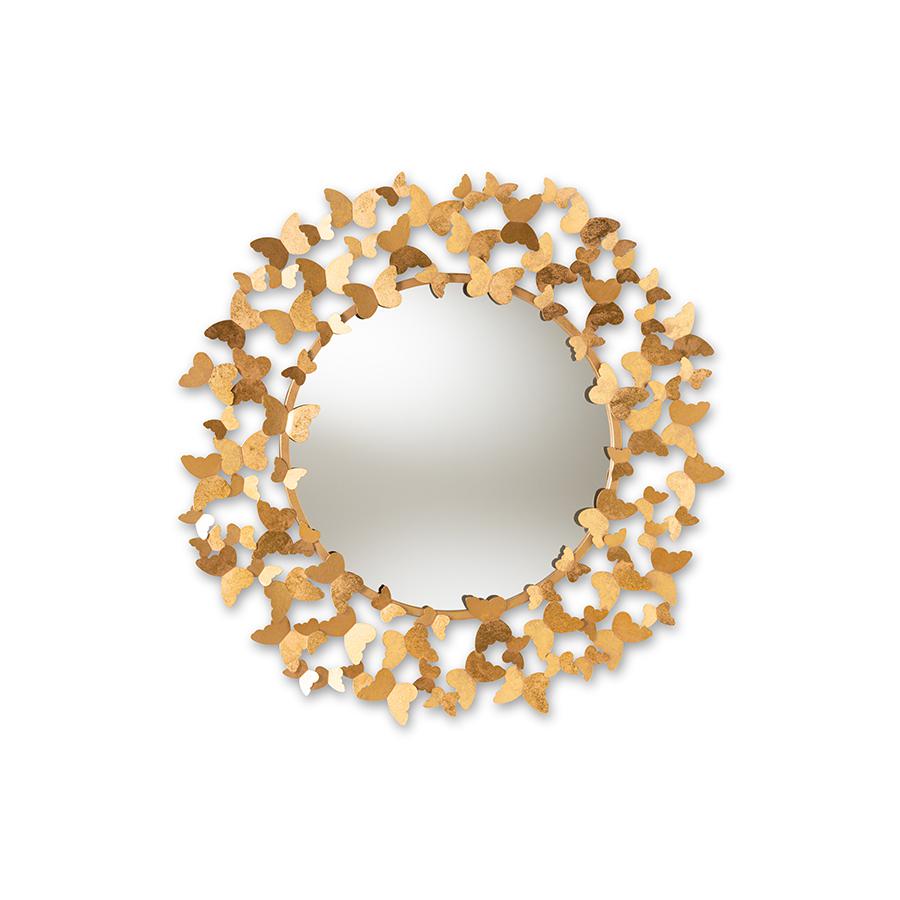 Baxton Studio Soleil Modern and Contemporary Antique Gold Finished Butterfly Accent Wall Mirror | Mirrors | Modishstore - 4