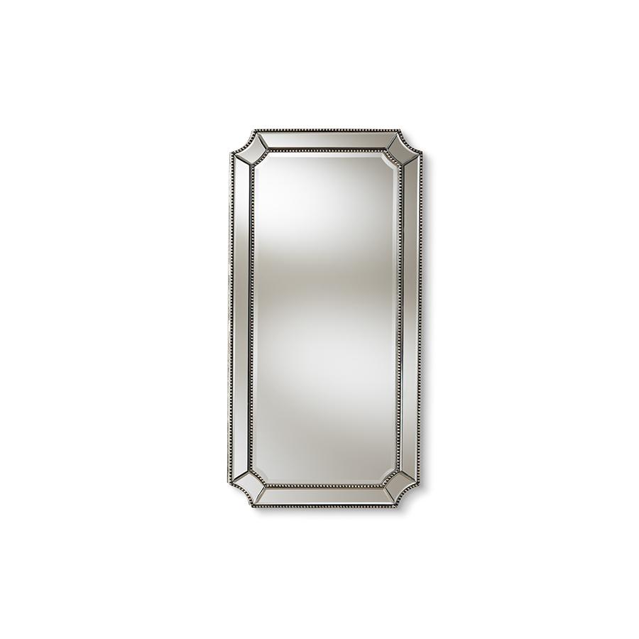 Baxton Studio Romina Art Deco Antique Silver Finished Accent Wall Mirror | Mirrors | Modishstore - 4