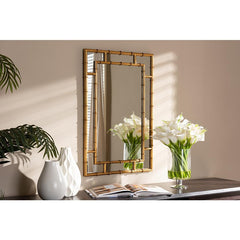 Baxton Studio Adra Modern and Contemporary Gold Finished Bamoo Accent Wall Mirror