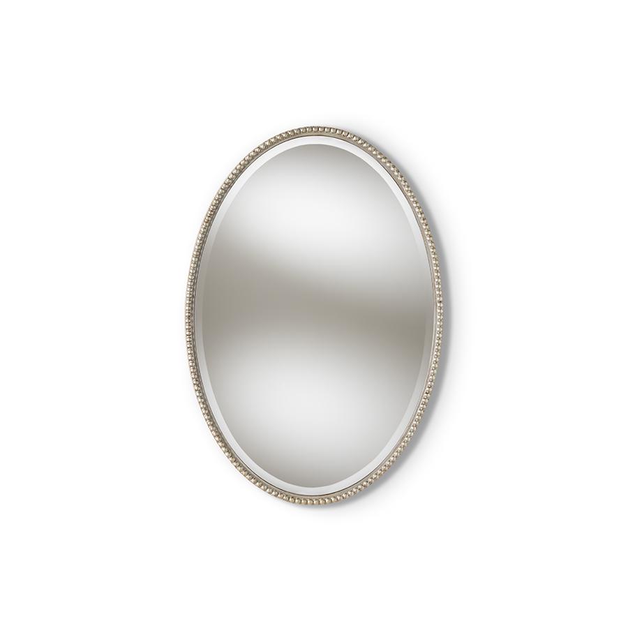 Baxton Studio Graca Modern and Contemporary Antique Silver Finished Oval Accent Wall Mirror | Mirrors | Modishstore - 4