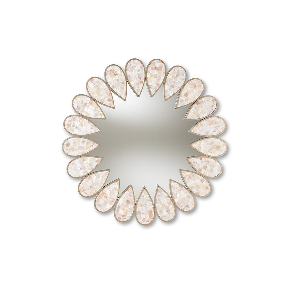 Baxton Studio Savita Modern and Contemporary Antique Silver Finished Round Shell Petal Accent Wall Mirror | Mirrors | Modishstore - 4