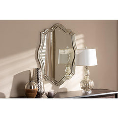 Baxton Studio Isidora Art Deco Antique Silver Finished Accent Wall Mirror