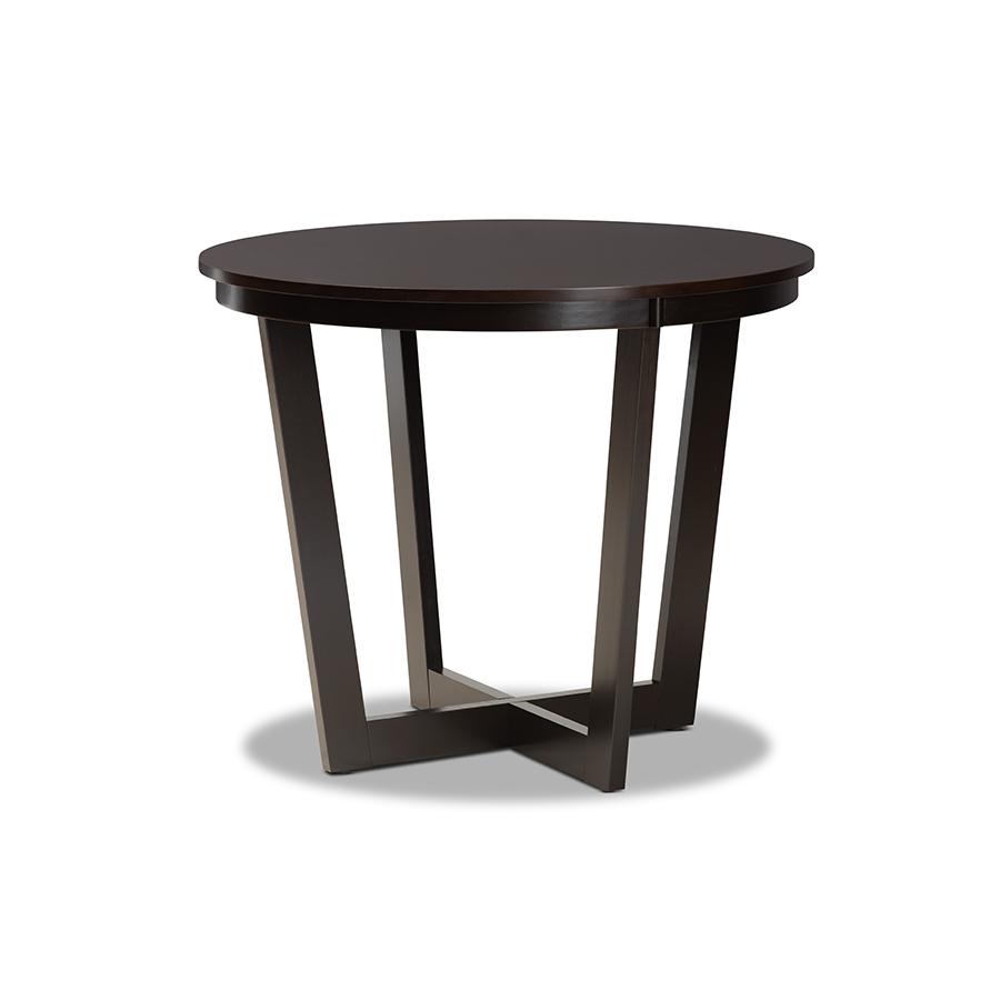 Baxton Studio Morigan Modern Transitional Grey Fabric Upholstered and Dark Brown Finished Wood 5-Piece Dining Set | Dining Sets | Modishstore - 4