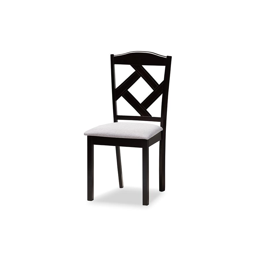 Baxton Studio Riona Modern Transitional Grey Fabric Upholstered and Dark Brown Finished Wood 5-Piece Dining Set | Dining Sets | Modishstore - 3