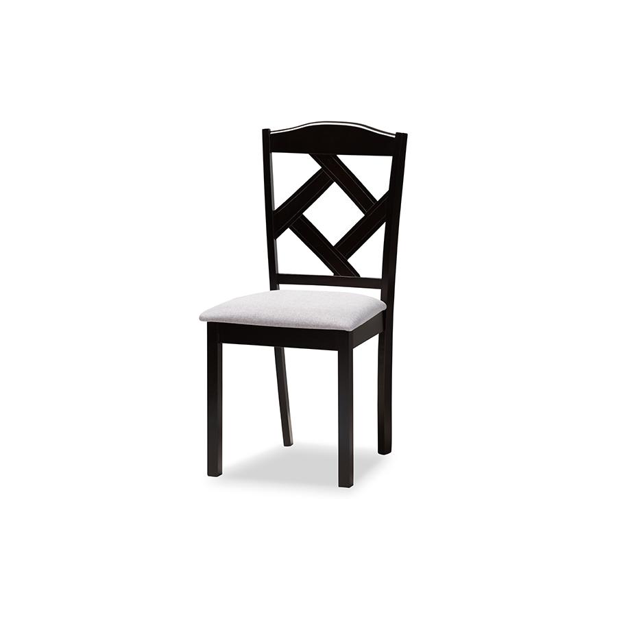 Baxton Studio Nesa Modern Transitional Grey Fabric Upholstered and Dark Brown Finished Wood 5-Piece Dining Set | Dining Sets | Modishstore - 3