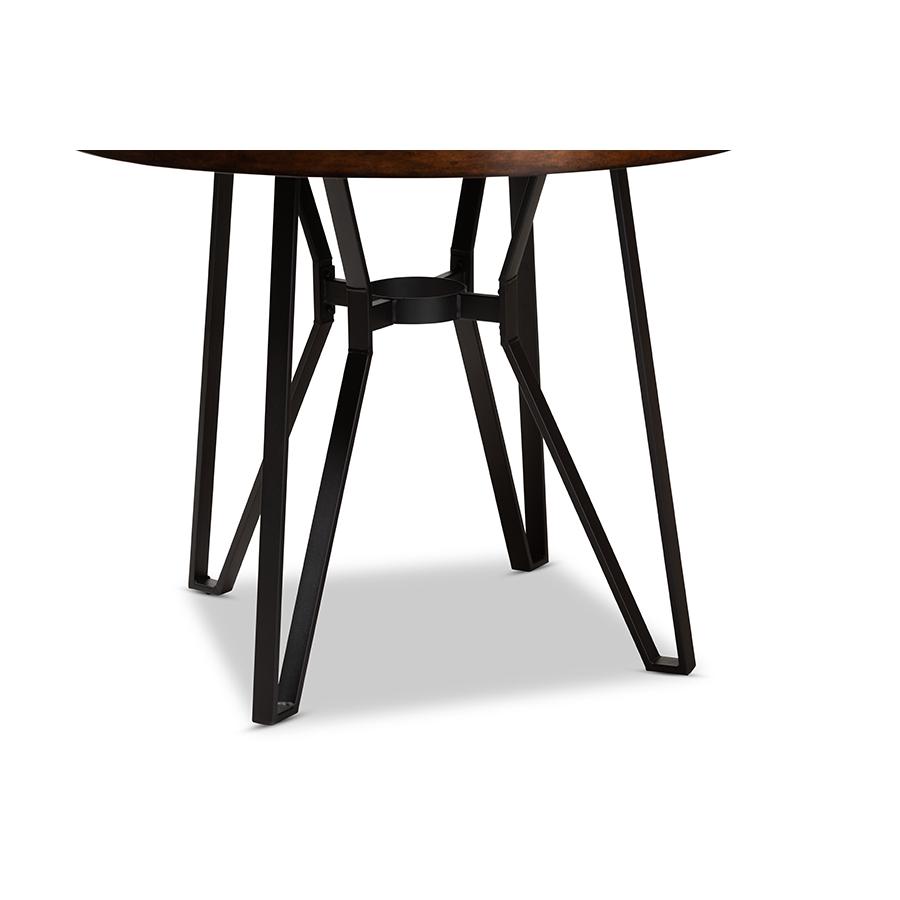 Baxton Studio Carvell Rustic and Industrial Dark Brown Faux Leather Upholstered 5-Piece Pub Set | Bar Stools & Table | Modishstore - 3