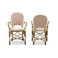 Baxton Studio Seva Classic French Indoor and Outdoor Beige and Red Bamboo Style Stackable Bistro Dining Chair Set of 2 | Dining Chairs | Modishstore - 3