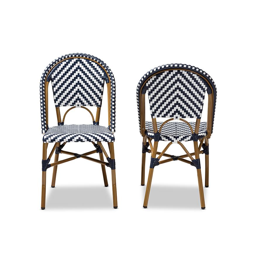 Baxton Studio Celie Classic French Indoor and Outdoor Grey and White Bamboo Style Stackable Bistro Dining Chair Set of 2 | Dining Chairs | Modishstore - 3