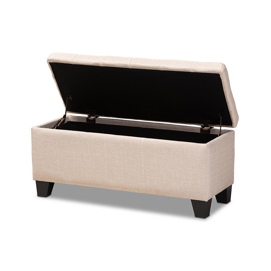 Baxton Studio Fera Modern and Contemporary Beige Fabric Upholstered Storage Ottoman | Ottomans | Modishstore - 3
