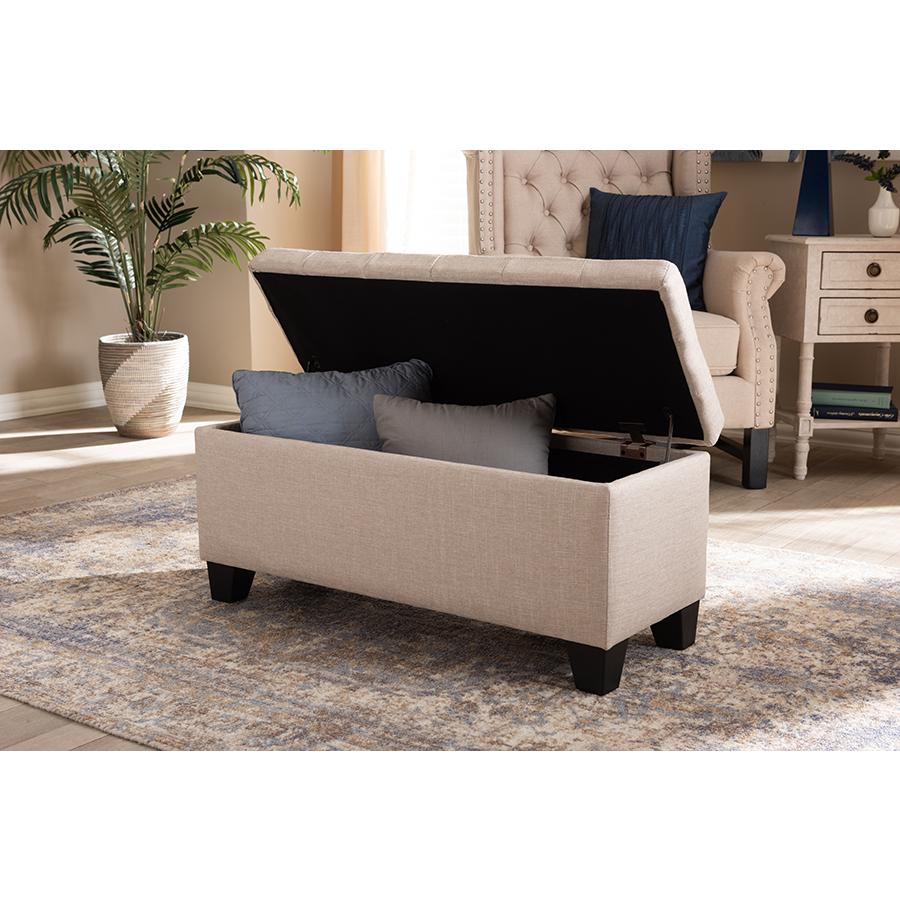 Baxton Studio Fera Modern and Contemporary Beige Fabric Upholstered Storage Ottoman | Ottomans | Modishstore - 2