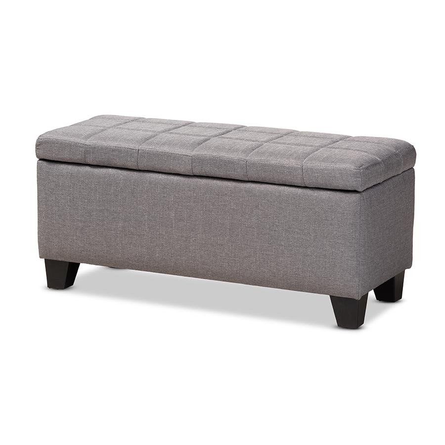Baxton Studio Fera Modern and Contemporary Gray Fabric Upholstered Storage Ottoman | Ottomans | Modishstore - 2