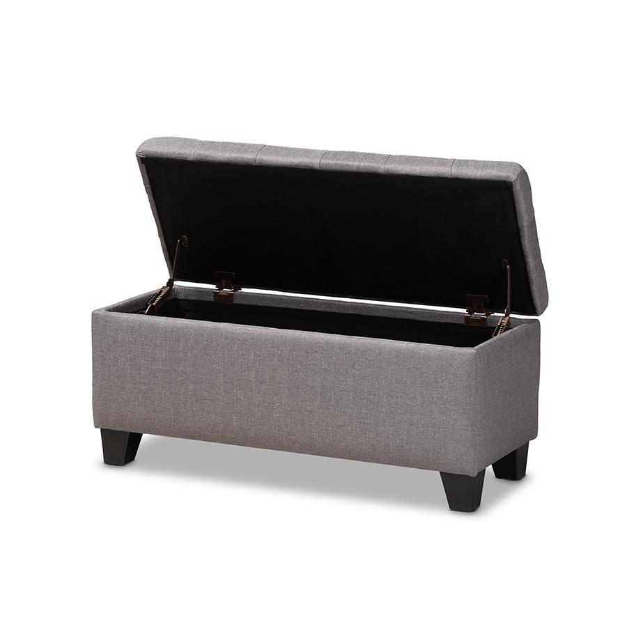 Baxton Studio Fera Modern and Contemporary Gray Fabric Upholstered Storage Ottoman | Ottomans | Modishstore - 3
