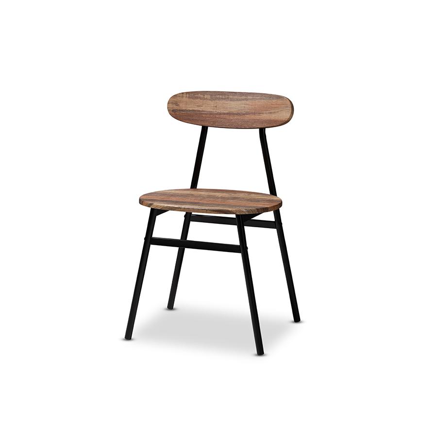 Baxton Studio Darcia Rustic and Industrial Brown Wood Finished Matte Black Frame 5-Piece Dining Set | Dining Sets | Modishstore - 3